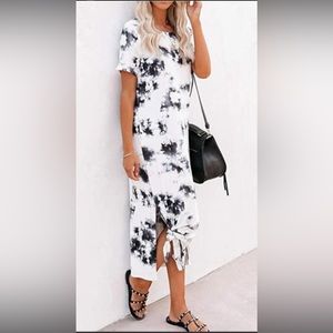 Naggoo Black and White Tye Die MIDI Dress